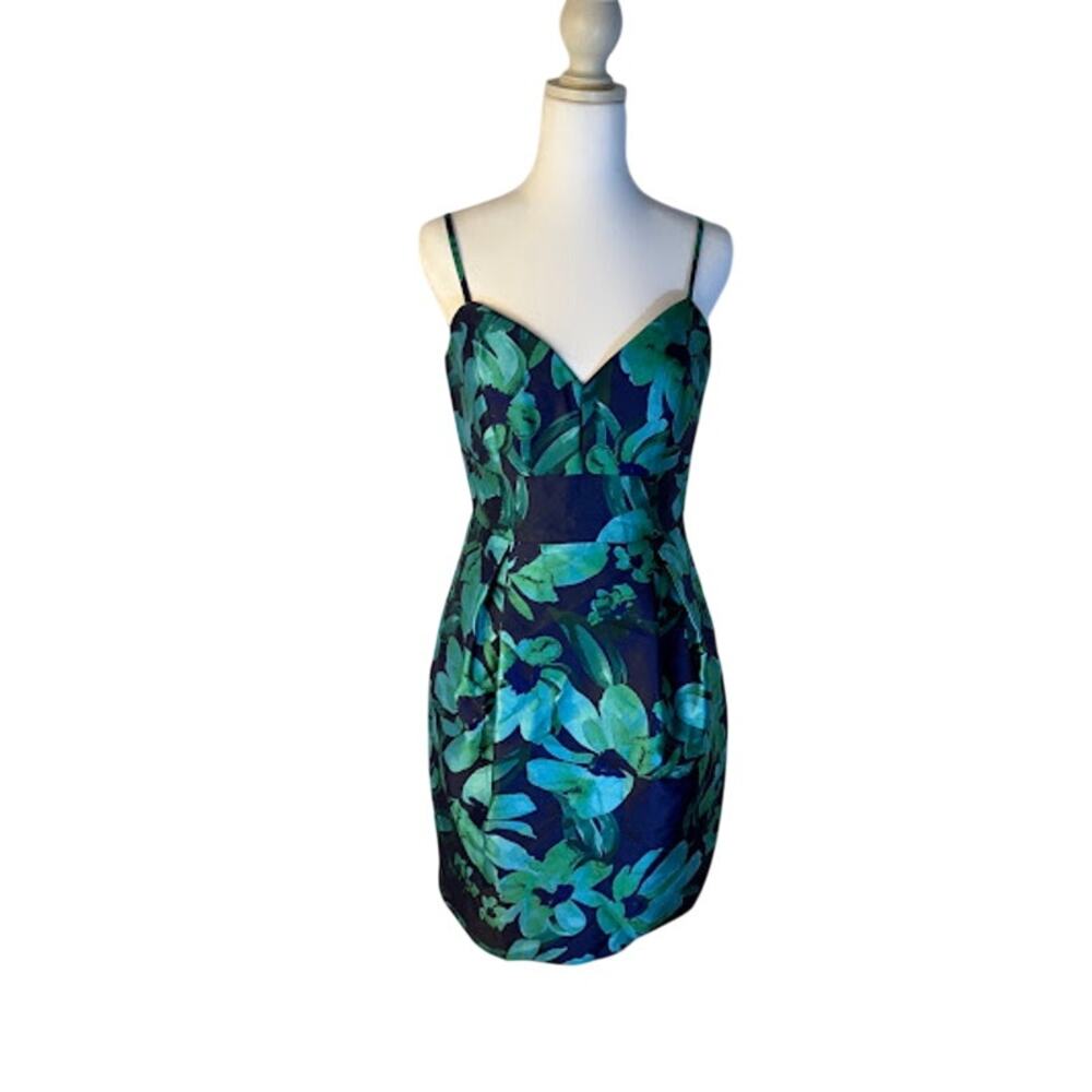 Eliza J Womens Jacquard Floral Sleeve Navy Multi 4